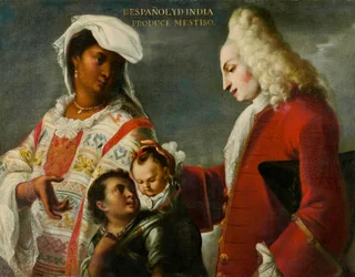 Espagnol et Indien produisent un Mestizo, c.1715